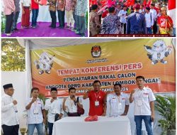Ratusan Simpatisan PSI Ikut Mengantarkan Bacaleg Ke KPU Loteng