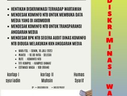 Tidak Adil, Ratusan Wartawan Akan Didemo Kominfotik NTB
