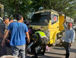 Gakkum Laka Lantas Polres Loteng, Evakuasi Kecelakaan di Bundaran Masjid Jamiq Praya