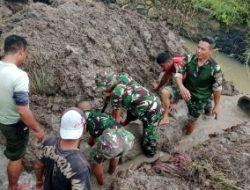 Pantang Menyerah, Anggota Satgas TMMD Ke-124 Pasang Gorong-Gorong Di 6 Titik Sekaligus