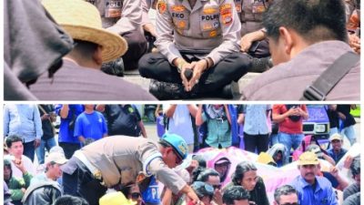 Polres Loteng Tunjukkan Rasa Kekeluargaan, Sambut Para Pendemo Bubarkan DC