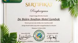 Keren, De Balen Soultan Lombok Raih Penghargaan Hotel Ramah Lingkungan