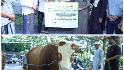 Hj. Sari Serahkan 1 Ekor Sapi Qurban Untuk Masyarakat Loteng