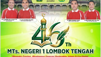 Ribuan Siswa Beserta Wali, Ikut Ngeaspal Meriahkan Jalan Sehat HUT MTsN 1 Loteng Ke 48