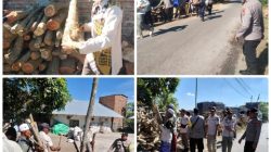 Forkompinca Praya Timur, Kompak Tertibkan Tumpukan Material Kayu Mengganggu Pengguna Jalan