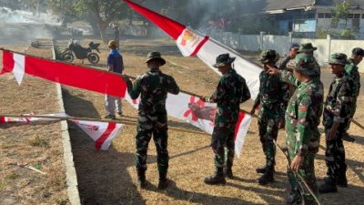 HUT RI Ke-81, Brigif TP 31/PS Dan Forkopimcam Pekat, Hiasi Lapangan Calabai Dengan Umbul Umbul Merah Putih